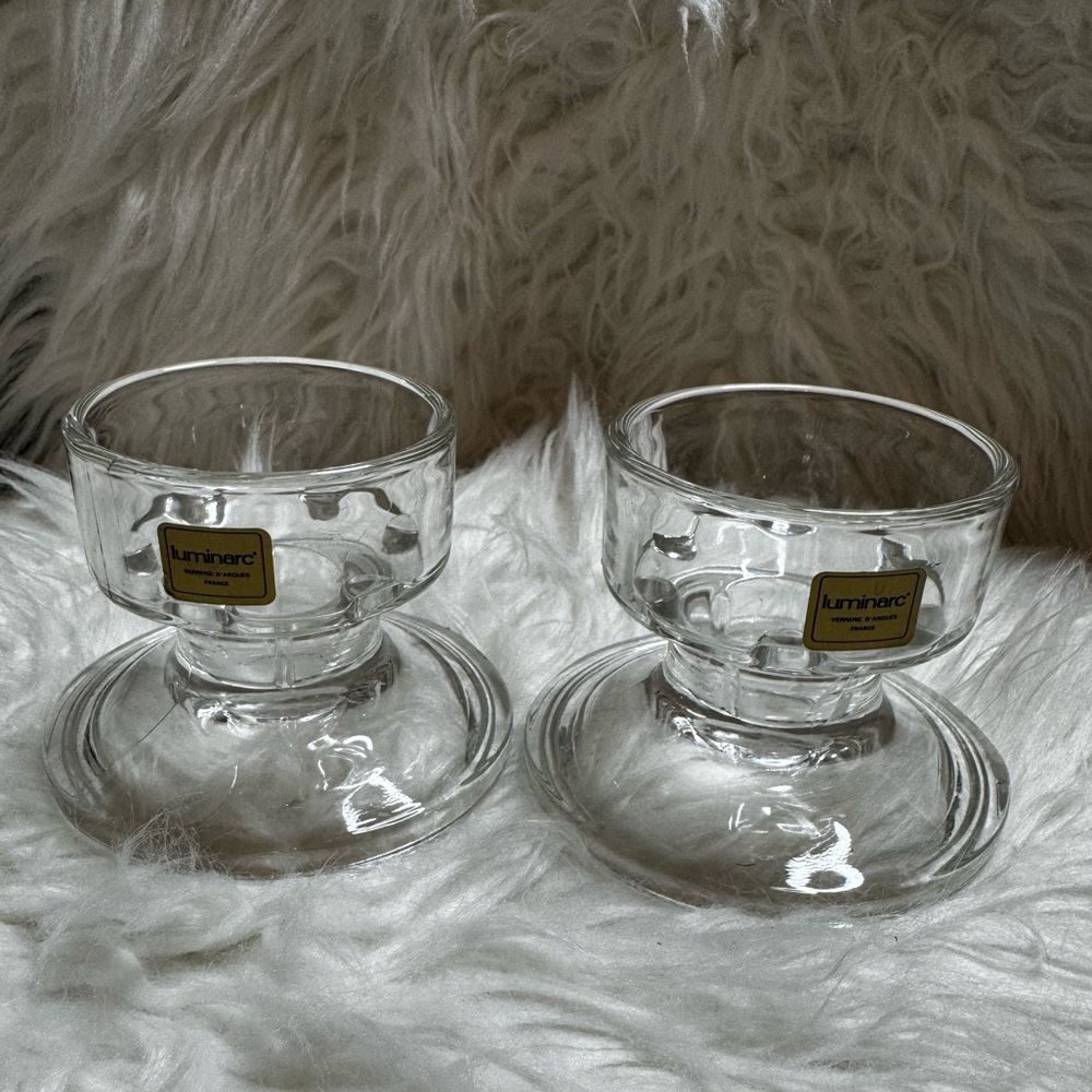 MCM Luminarc Made In France Candle Holders Set of 2 With Original Sticker